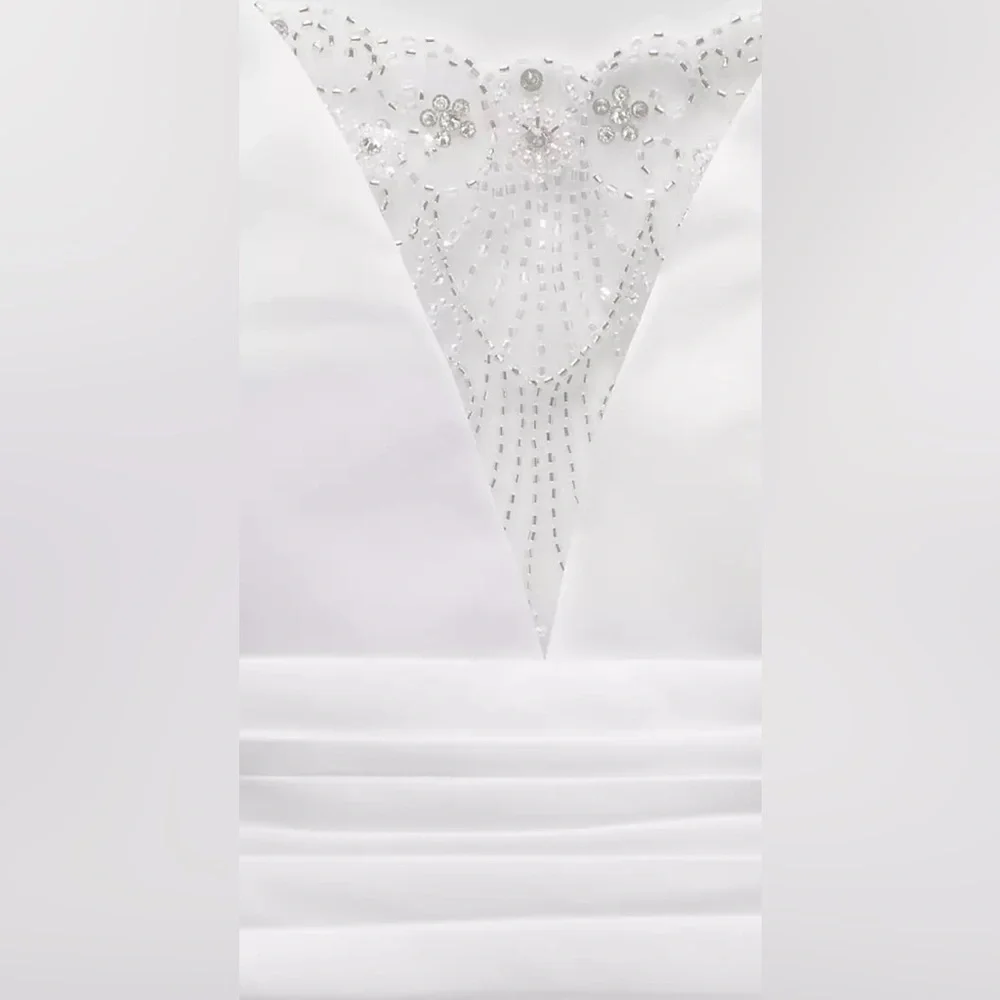 DAVID'S BRIDAL Cummerbund Satin Ball Gown Wedding Dress STYLE# V3848 Size 6 - Picture 6 of 14